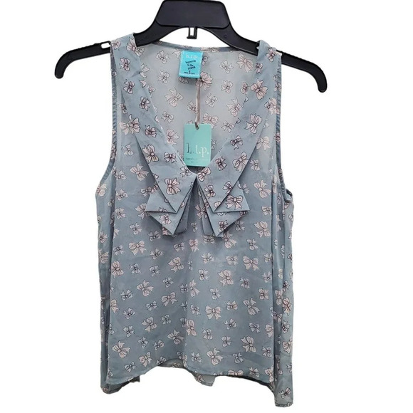 H.I.P Happening in the Present Woman's Sheer Blue Bow Print Tank NWT Size S - Picture 1 of 5